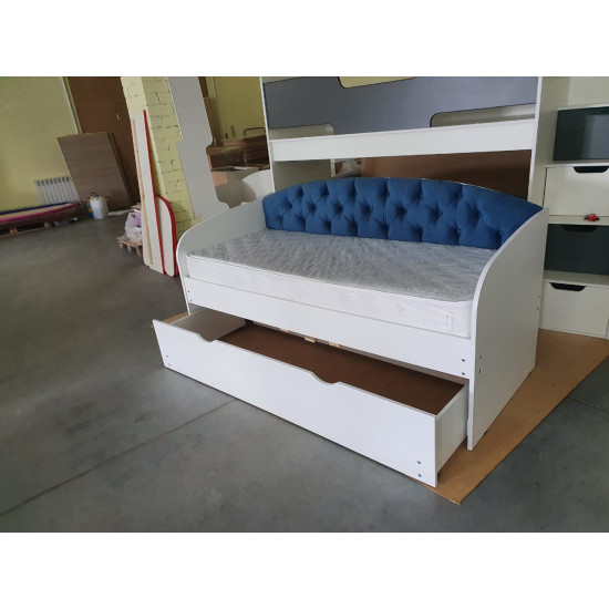 Детская кроватка «Выдвижная» с МЯГКОЙ СПИНКОЙ (С выдвижным местом)