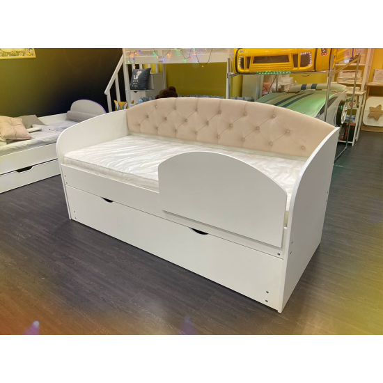 Детская кроватка «Выдвижная» с МЯГКОЙ СПИНКОЙ (С выдвижным местом)