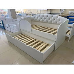 Детская кроватка «Выдвижная» с МЯГКОЙ СПИНКОЙ (С выдвижным местом)