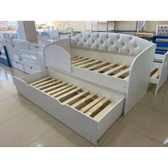 Детская кроватка «Выдвижная» с МЯГКОЙ СПИНКОЙ (С выдвижным местом)