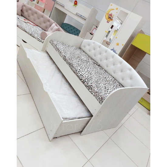 Детская кроватка «Выдвижная» с МЯГКОЙ СПИНКОЙ (С выдвижным местом)