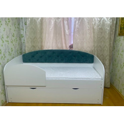 Детская кроватка «Выдвижная» с МЯГКОЙ СПИНКОЙ (С выдвижным местом)