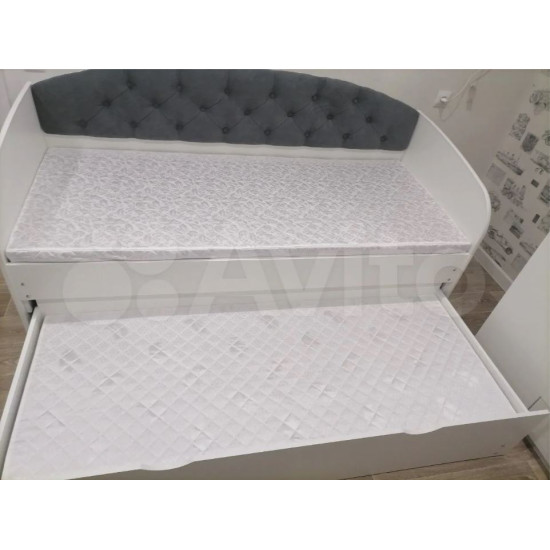 Детская кроватка «Выдвижная» с МЯГКОЙ СПИНКОЙ (С выдвижным местом)